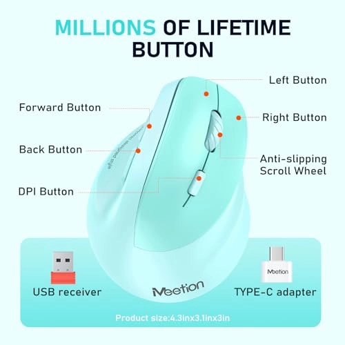 Ergonomic Vertical Mouse - Bluetooth, USB