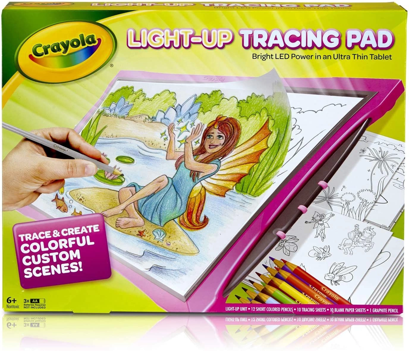 Lightup Tracing Pad - 1 Tracing Pad 30+ Art Tools 12 Short Colored Pencils 1 Graphite Pencil 10 Tracing Sheets 10 Blank Sheets