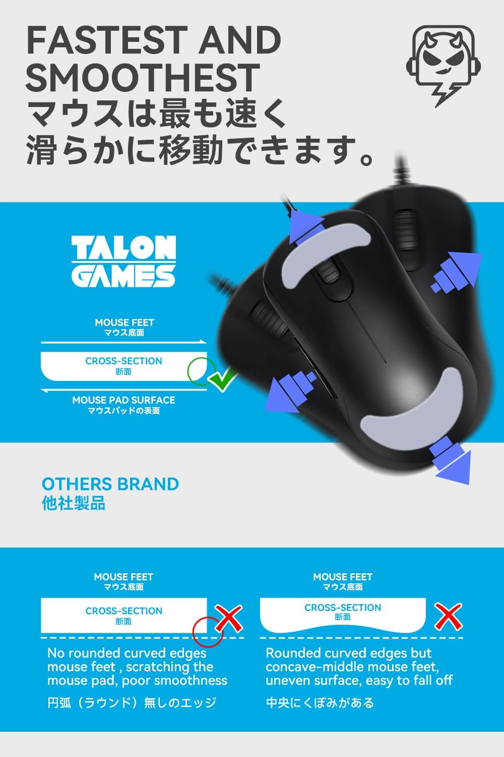 Mouse Feet Skates - Compatible with Zowie ZA11 / ZA12 / FK/AM / S1 / S2 0.8mm Pure PTFE