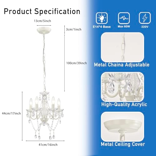 Small Crystal Chandelier - 4 Light 41cm