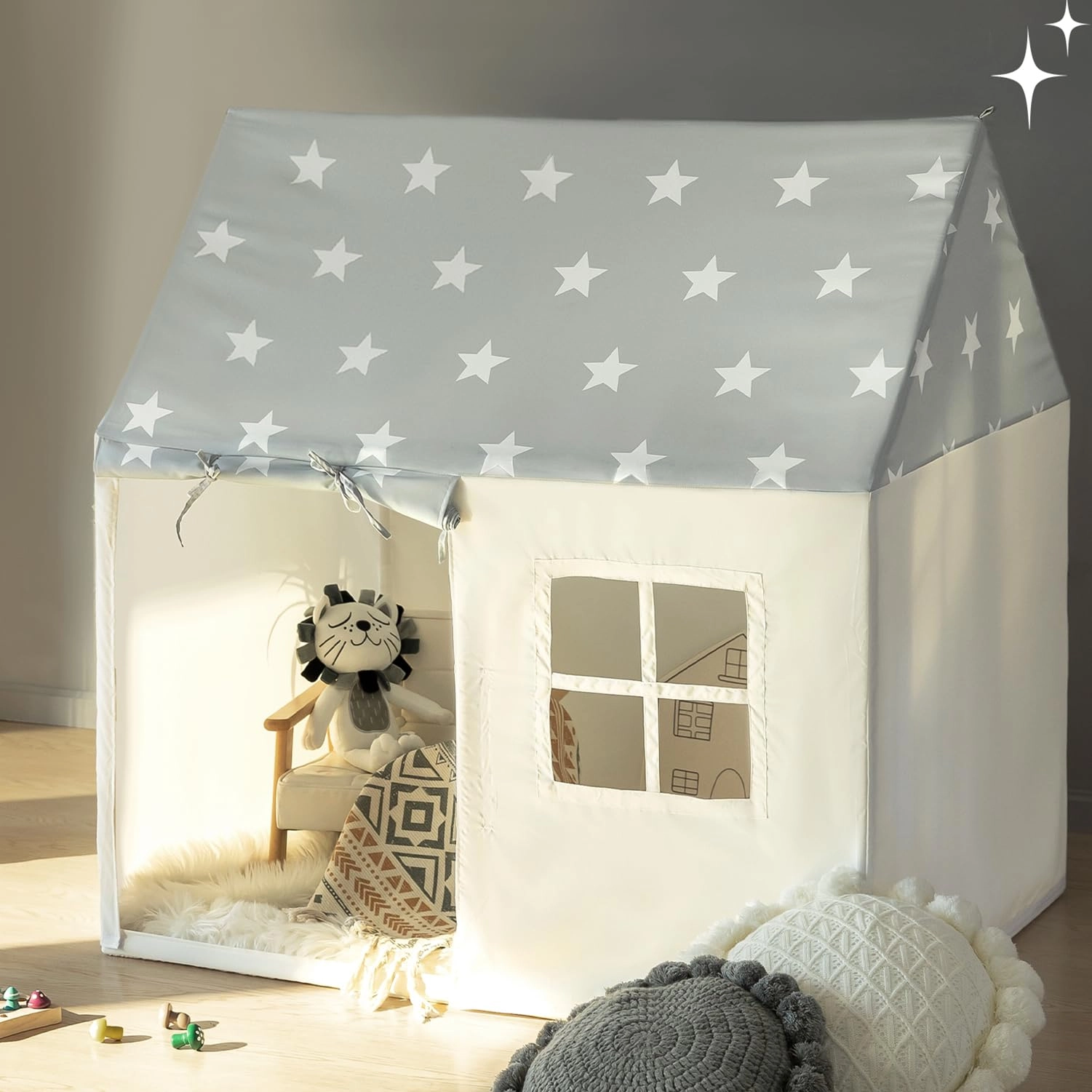 Play Tent - 49.5*35.5*49.5 inch Grey Star