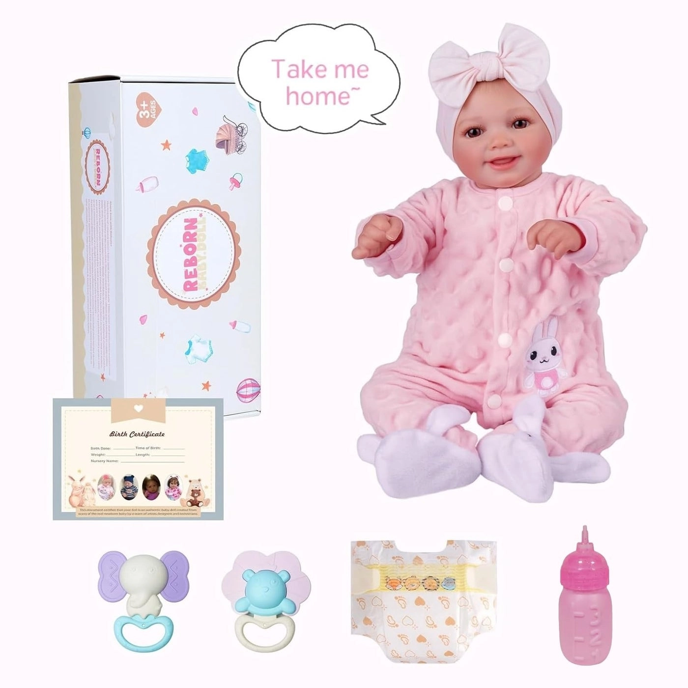 Reborn Baby Doll - 17 Inch Soft Vinyl Can Drink & Pee Ages 3+