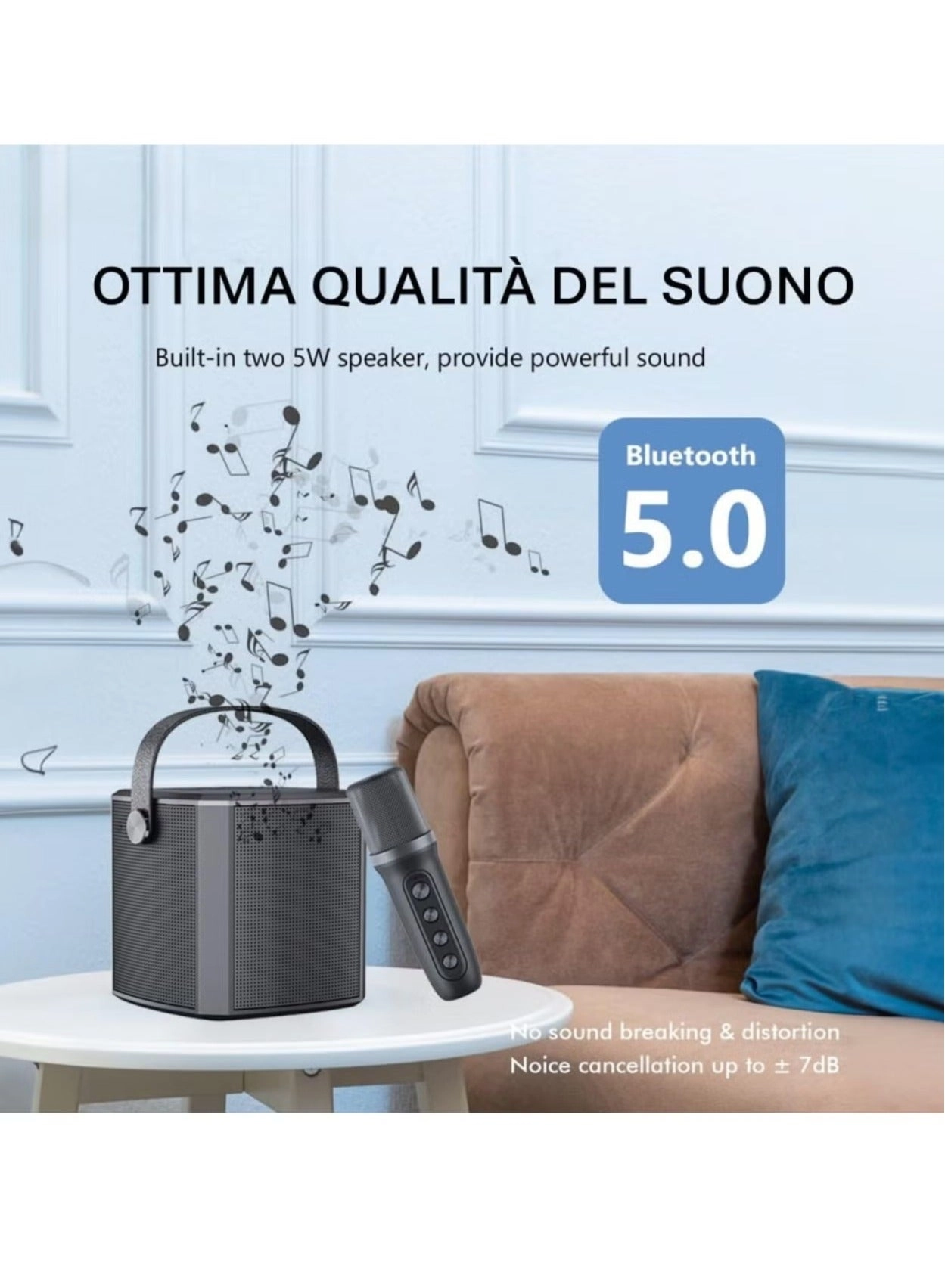 Portable Bluetooth Karaoke Speaker - Rechargeable wireless microphone Type-C charging TF Card support