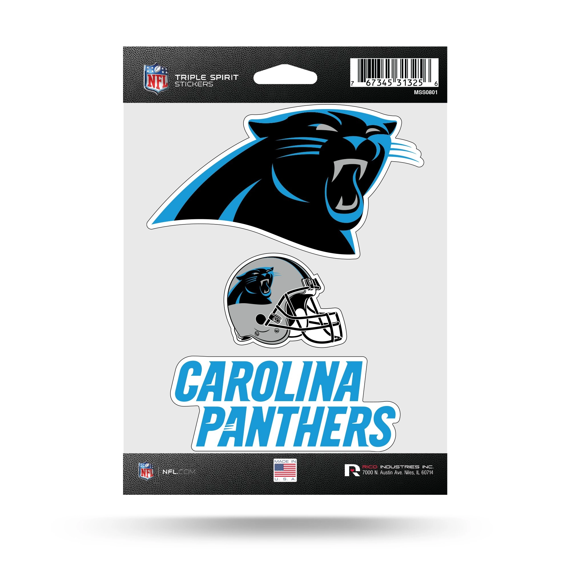 Triple Spirit Stickers - Carolina Panthers 3-Piece