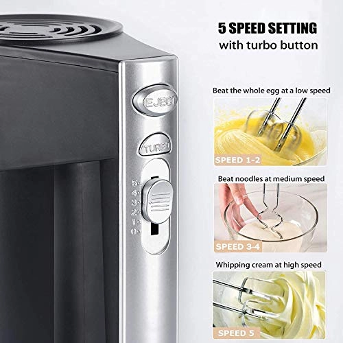 Hand Mixer - 5-Speed Silver+Black