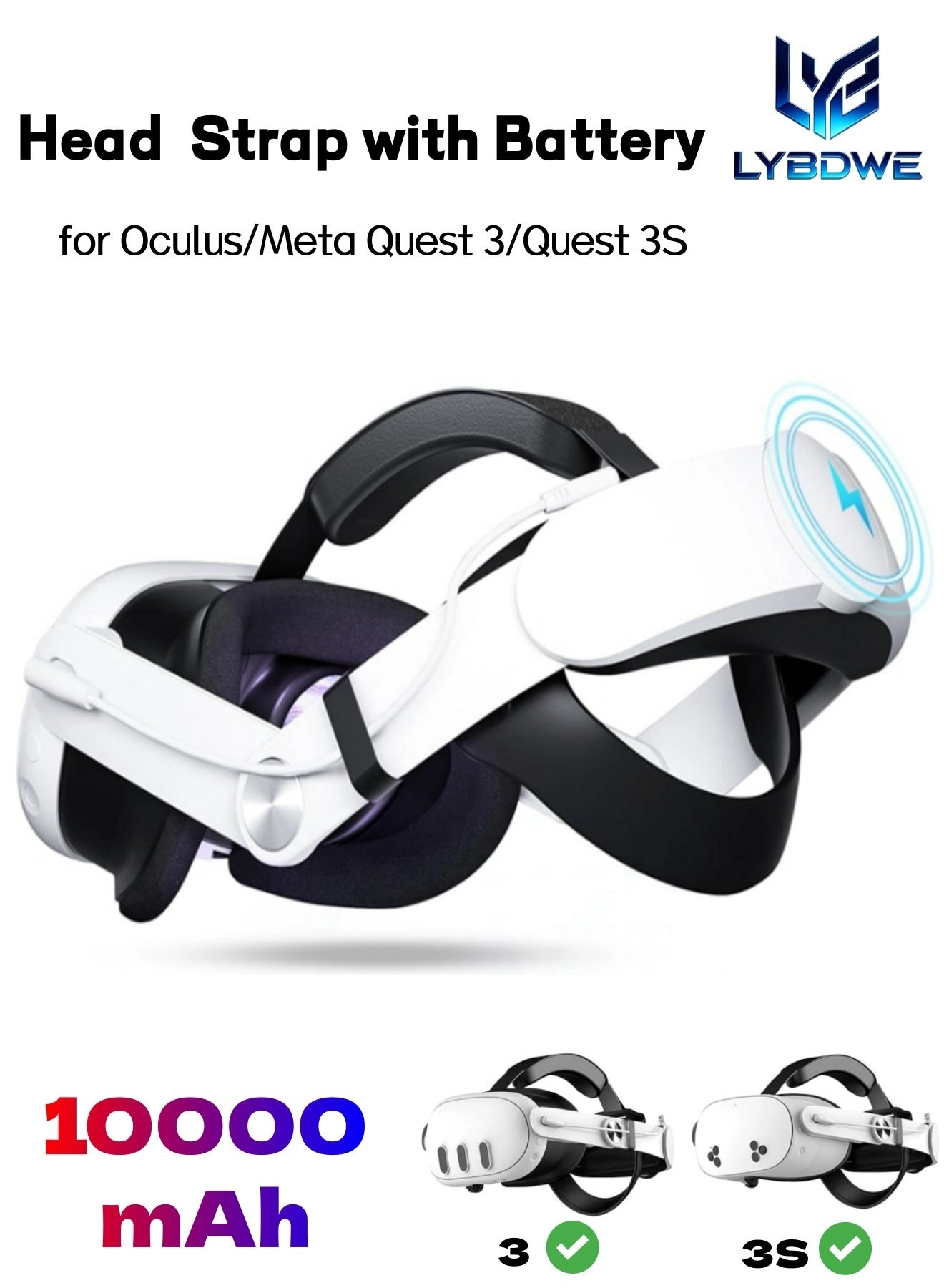 LYBDWE Battery Head Strap for Oculus/Meta Quest 3/3S
