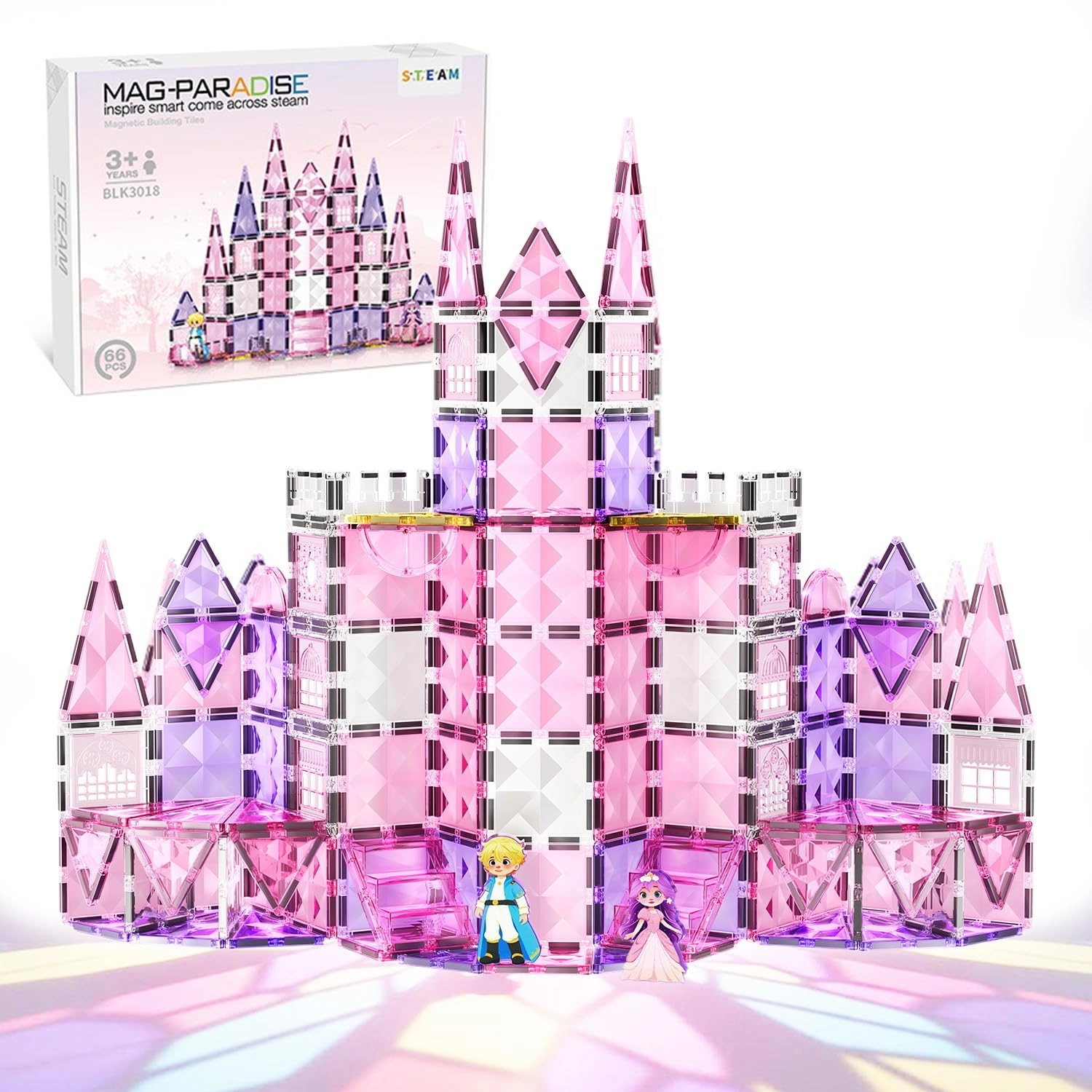 Masroo Magnetic Tiles - 2 Dolls Princess 66pcs