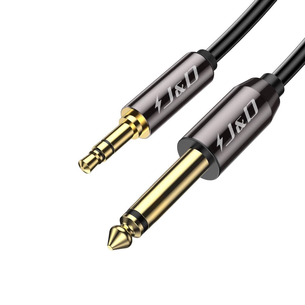 JD 6.35mm (1/4 inch) TS to 3.5mm (1/8 inch) TRS Cable - 10 Feet