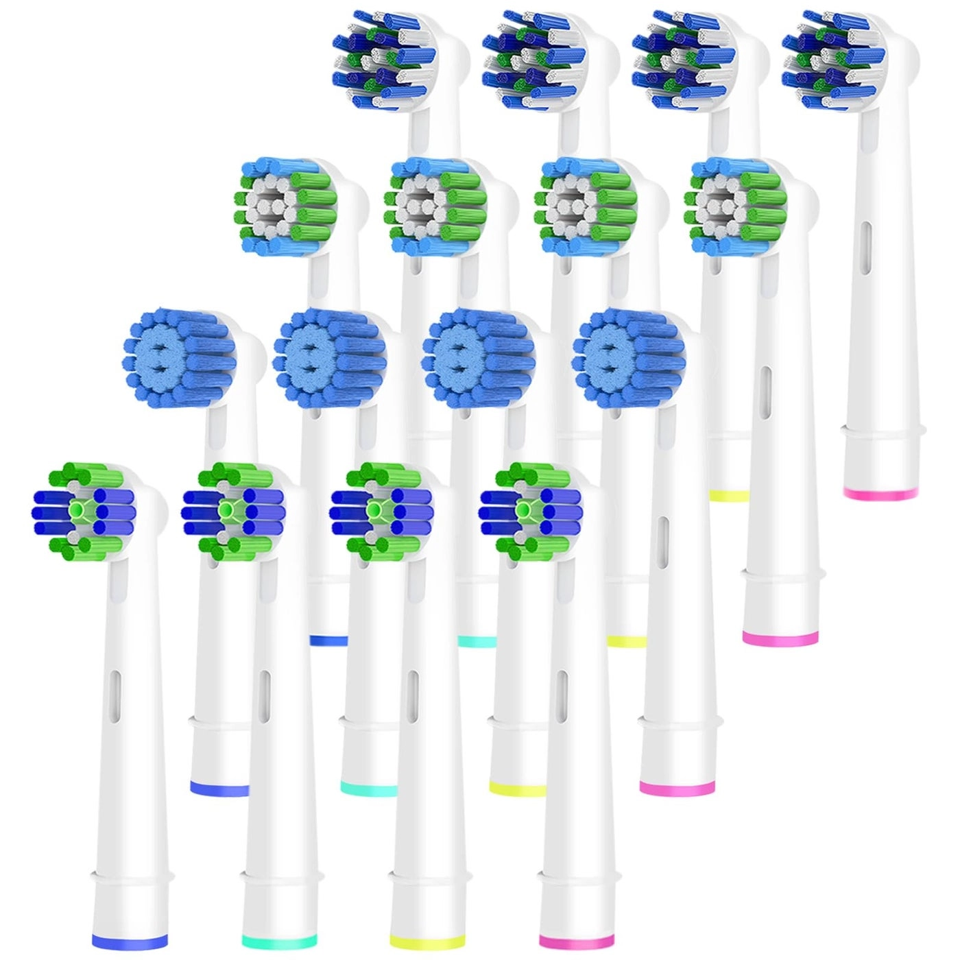 Betterchoi Replacement Brush Heads - 16pcs 4 Precision Clean 4 Cross Clean 4 3D Whitening 4 Sensitive Clean