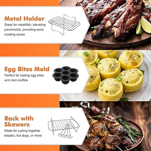 Dual Basket Air Fryer Accessories - 304 stainless steel & food grade silicone 9PCS Set