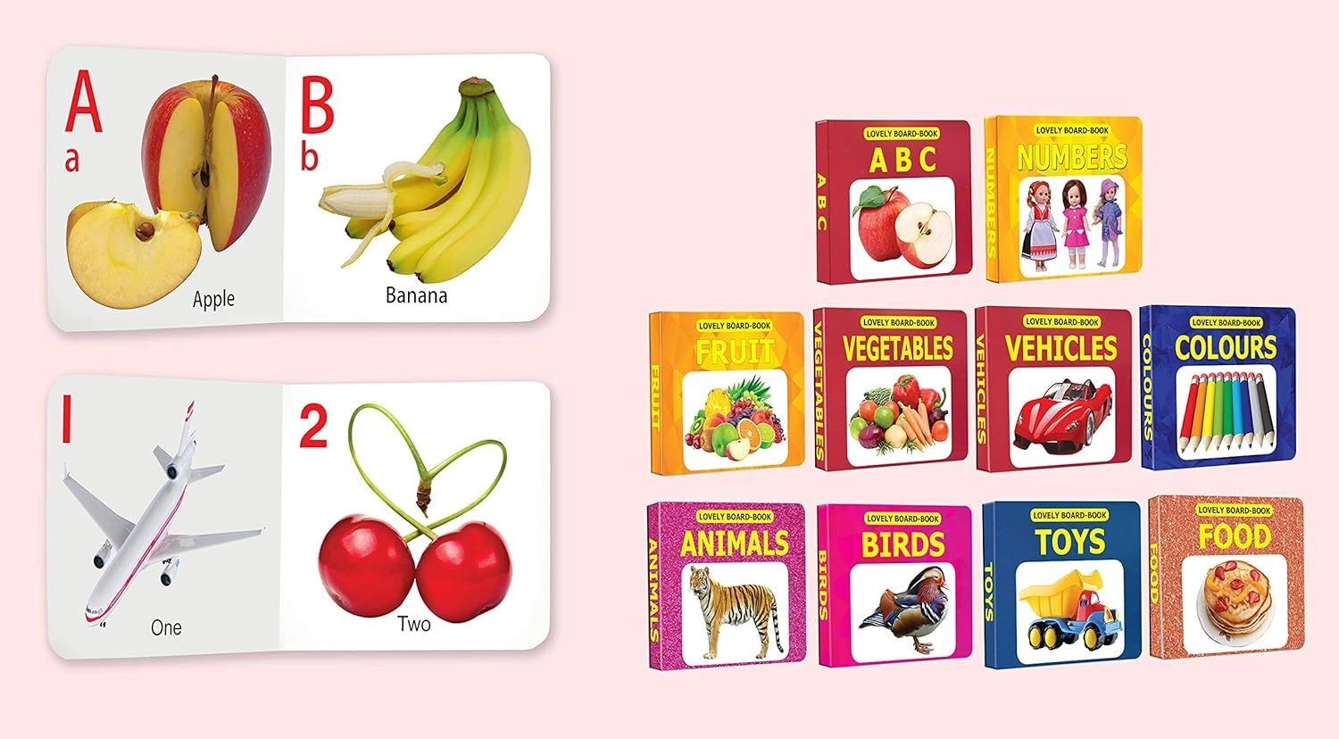 Lovely - Numbers, Fruit, Vegetables, Vehicles, Colors, Animals, Birds, Toys & Foods Board Book - 1 years+