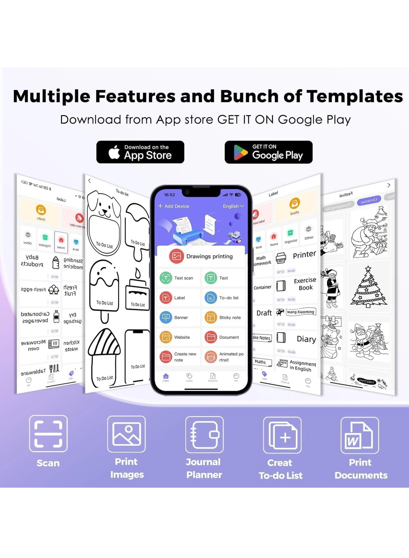 Bluetooth Mini Label Printer - Inkless Thermal 30mm