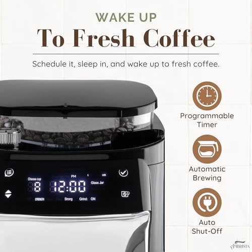 Drip Coffee Maker with Built-In Burr Grinder - 12-Cup Programmable