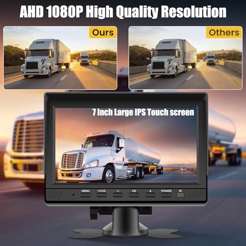 Backup Camera - 720P Night Vision + AHD Monitor - 7 inch Bluetooth
