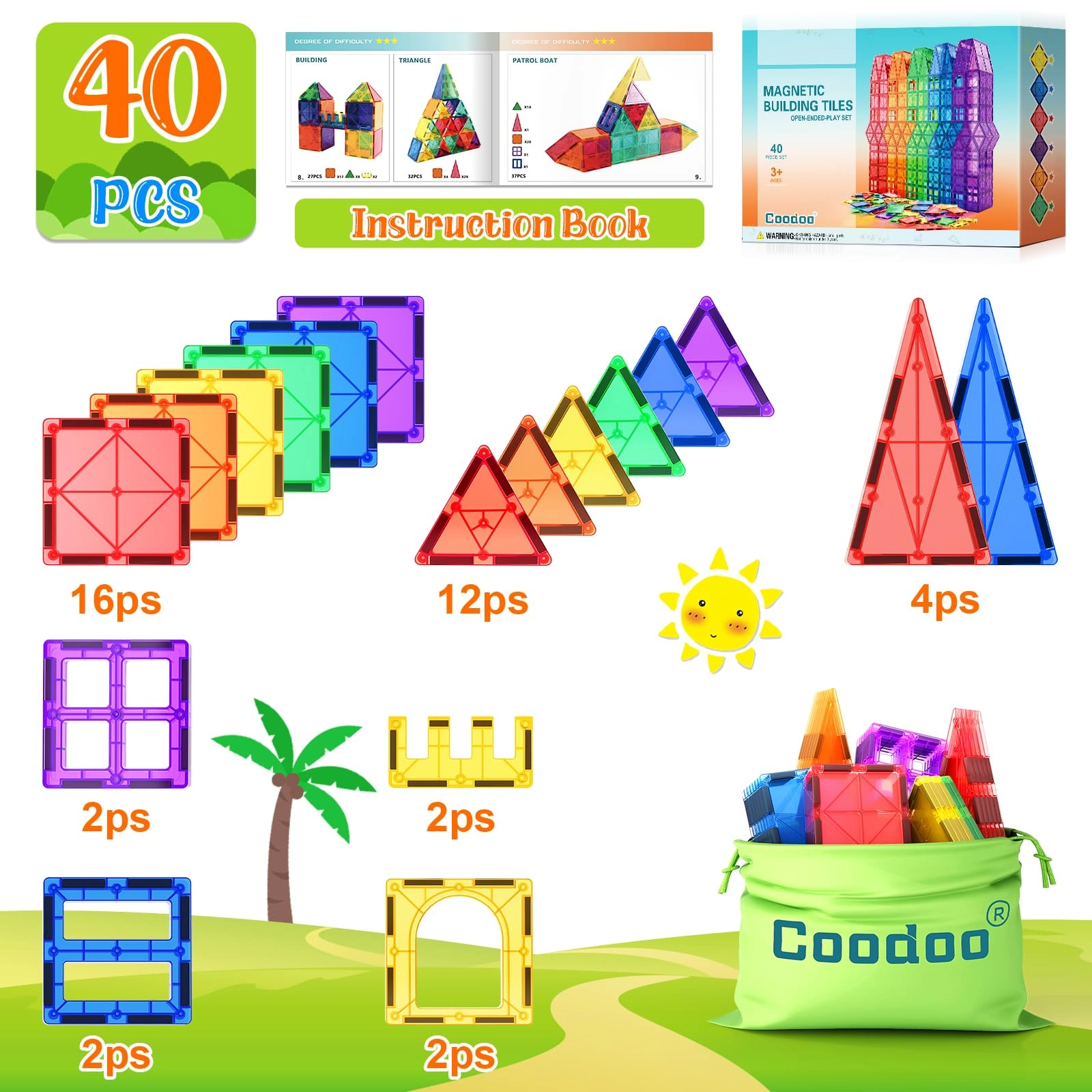 Magnetic Tiles - 40 pcs