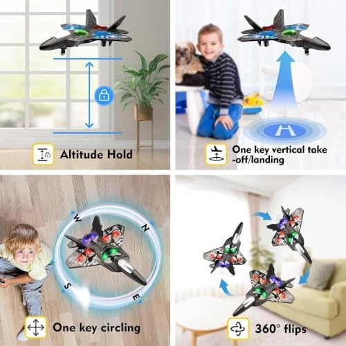 RC Fighter Jet Drone - LED Lights 3-Speed Headless Mode