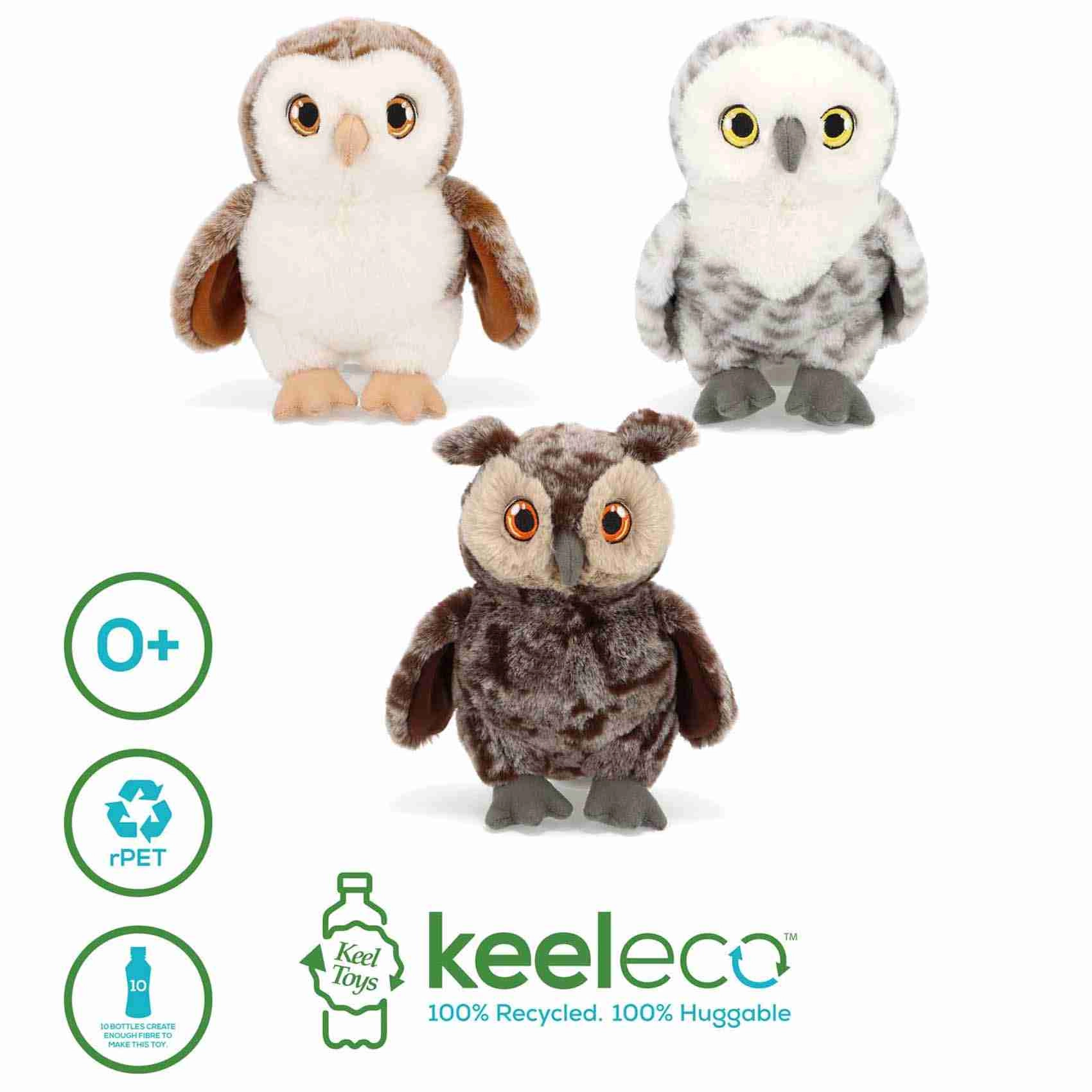 Keel Toys Owl Assortment - 18 cm 3-piece Eco-friendly