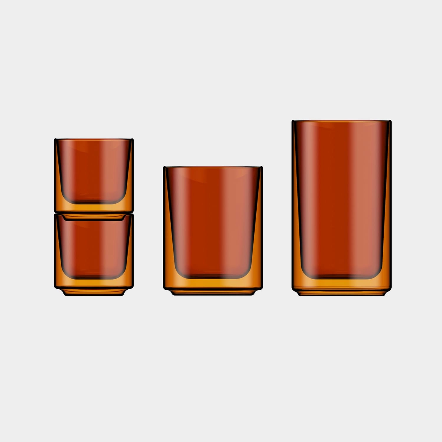 Picco Glass Tumbler - 2 pcs Double-Walled Borosilicate Thermal Insulated Stackable