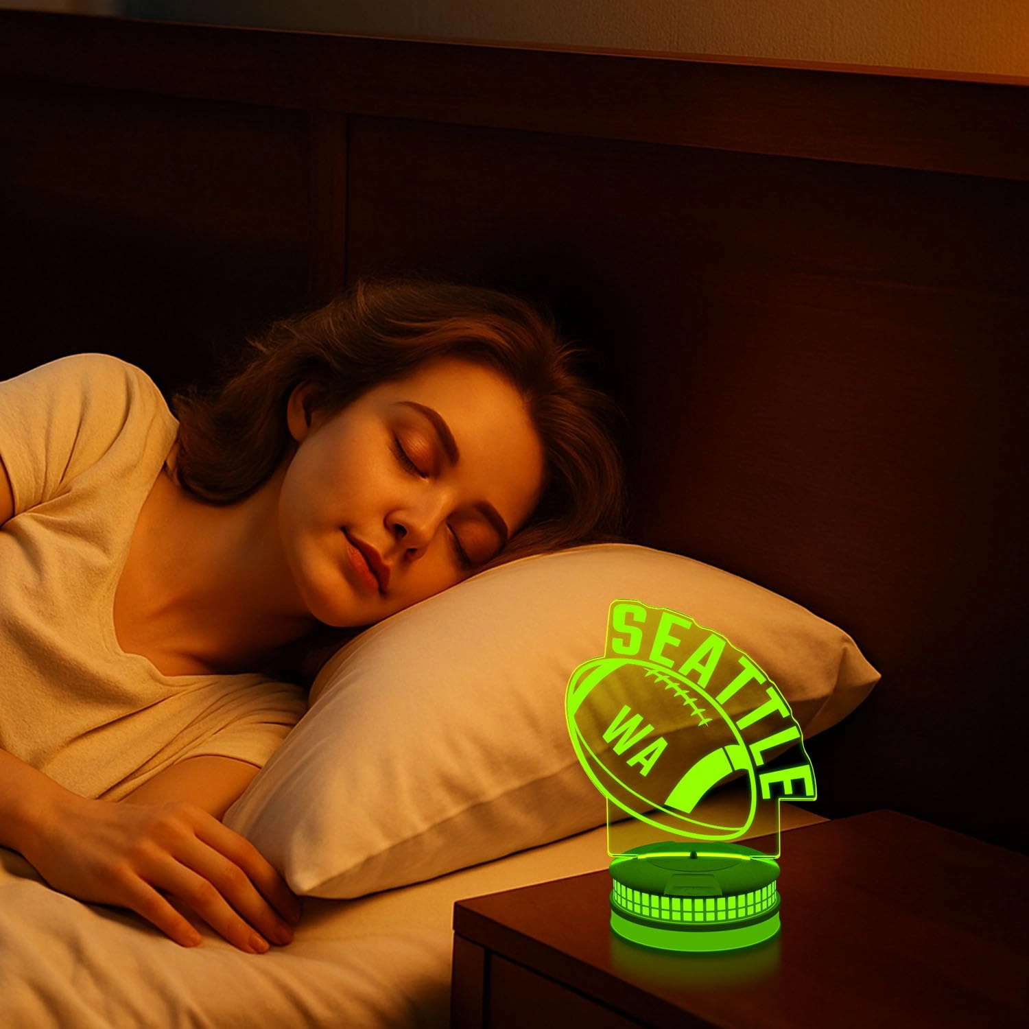 3D Football Seattle Night Light - USB 16 Color