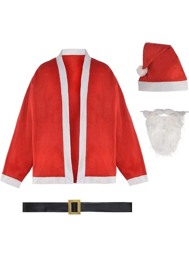 Adult Santa Jacket Set - Bright red coat includes beard & hat