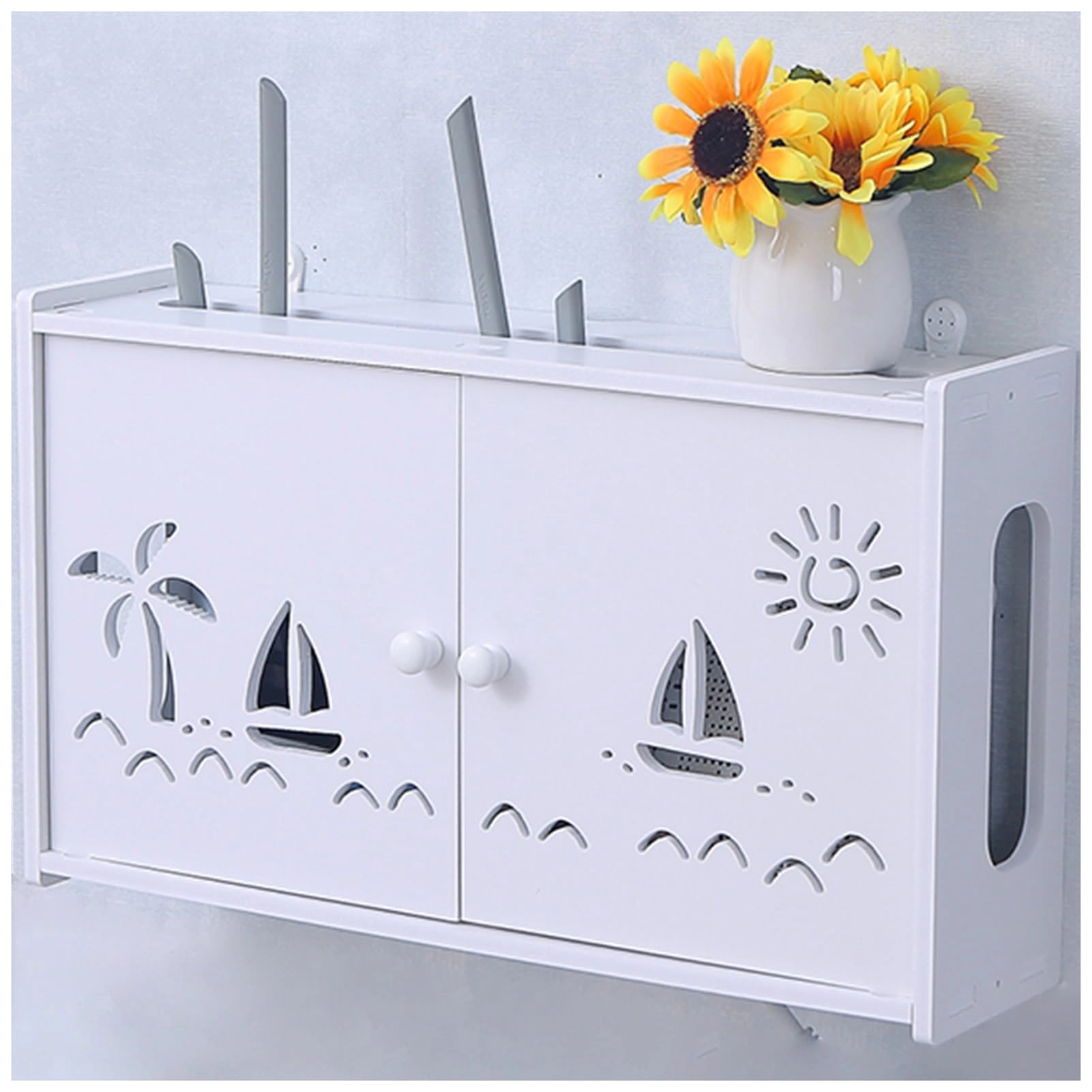 Ivan Tech Router Storage Box - 48x12x28cm White-b
