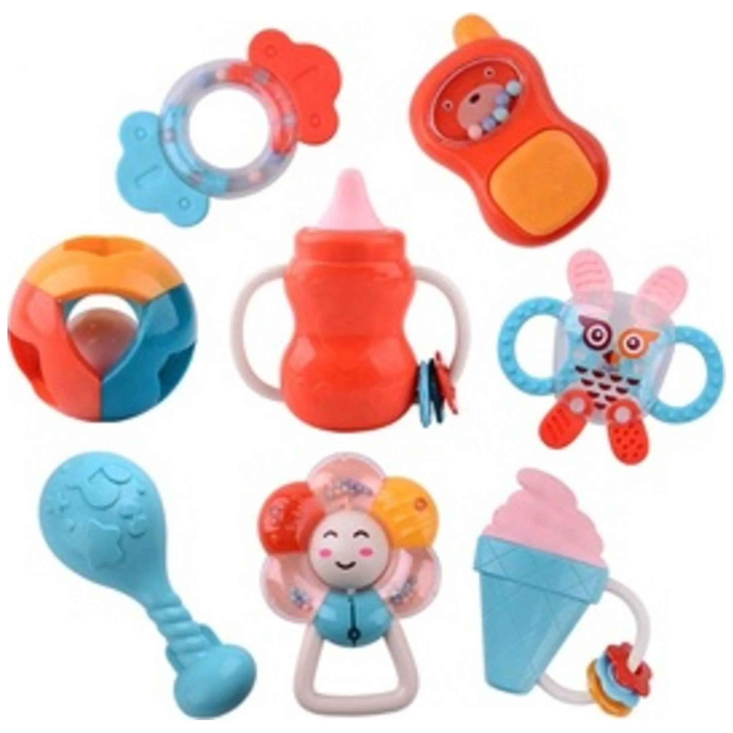 Baby Rattles And Teether Toy Set - Suitable for 0 month & above BPA-free, non-toxic, and baby-safe materials 8Pcs