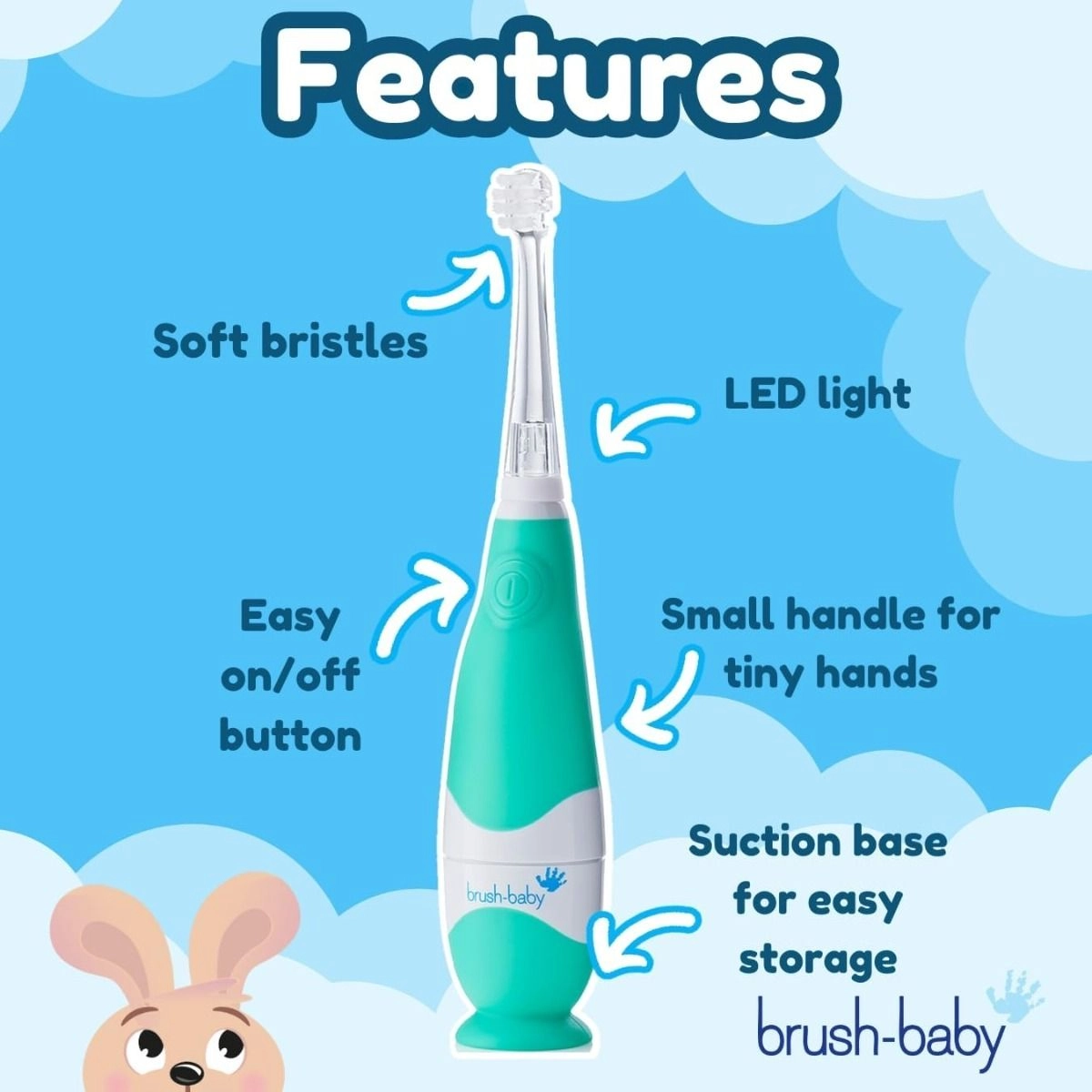 BabySonic - Infant and Toddler 0-3 Years 2 Sensitive Brush Heads Teal