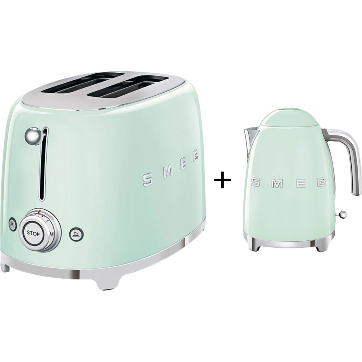 Smeg 50's Style 2 Slice Toaster + Electric Kettle KLF03PGUK
