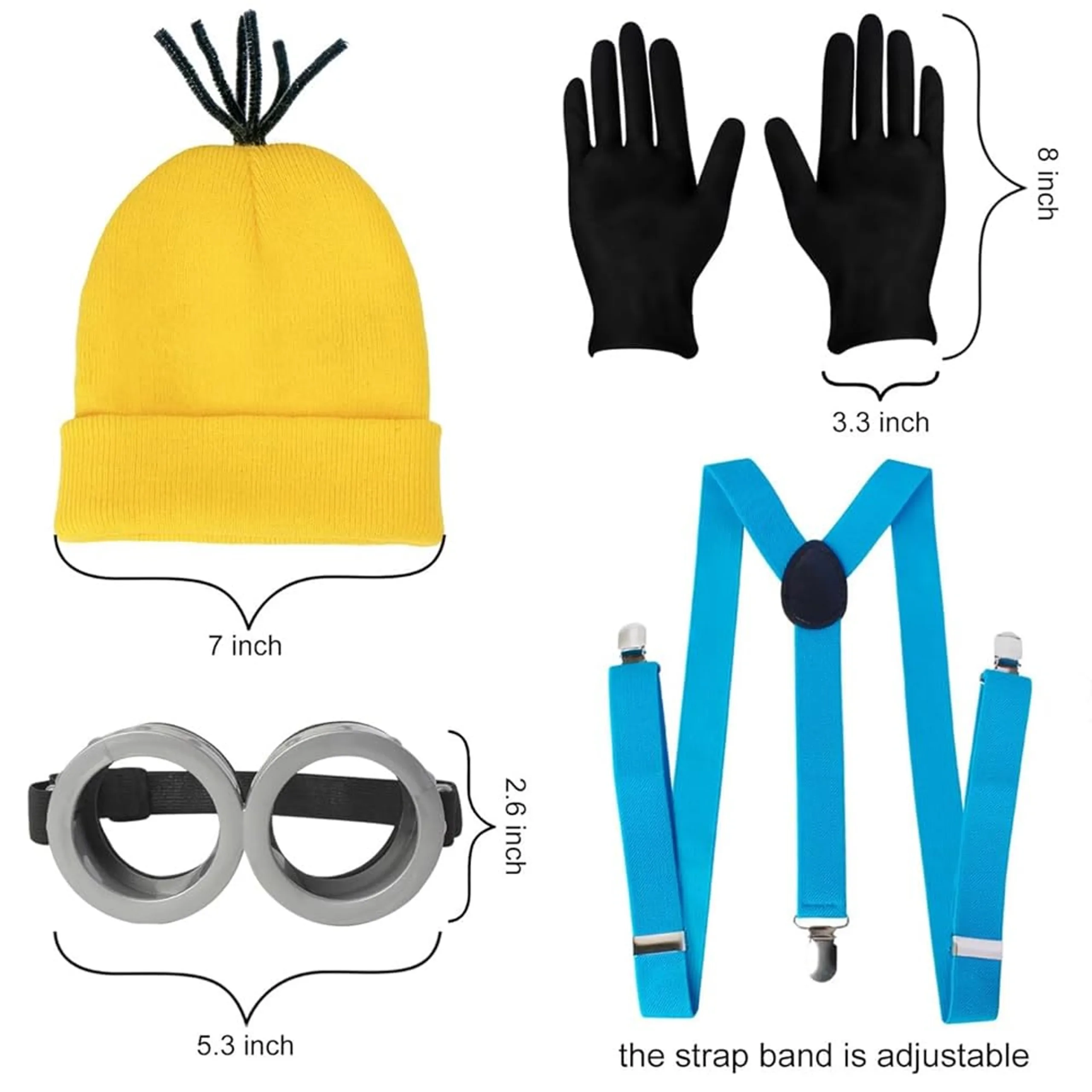 Minion Costume Accessories - 4Pcs kids and adults