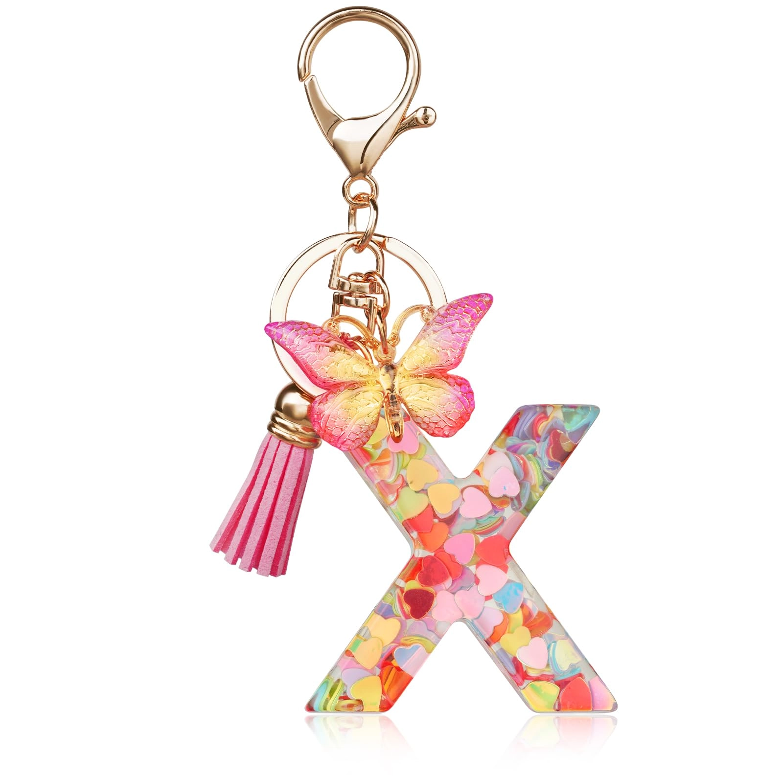 Initial Letter Keychain - Butterfly