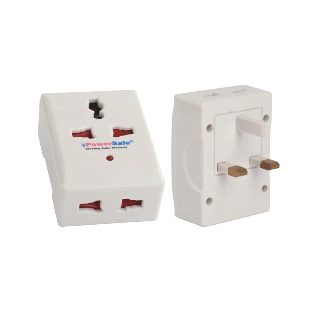 Powersafe 3 Way Multi Adaptor - One Universal socket & two 2 Pin Sockets 16A Schuko plug