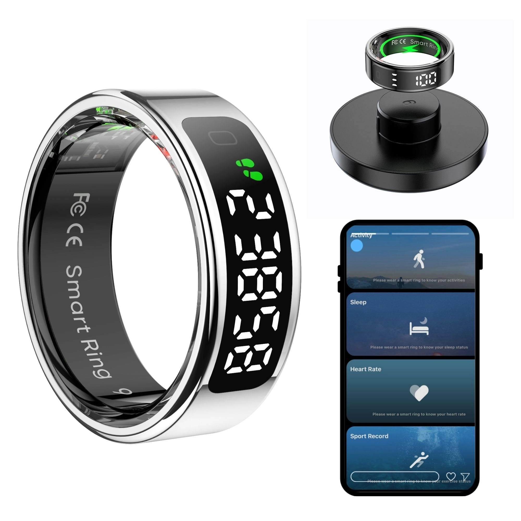 NEXONIC Smart Ring - Touchscreen Silver Size 10