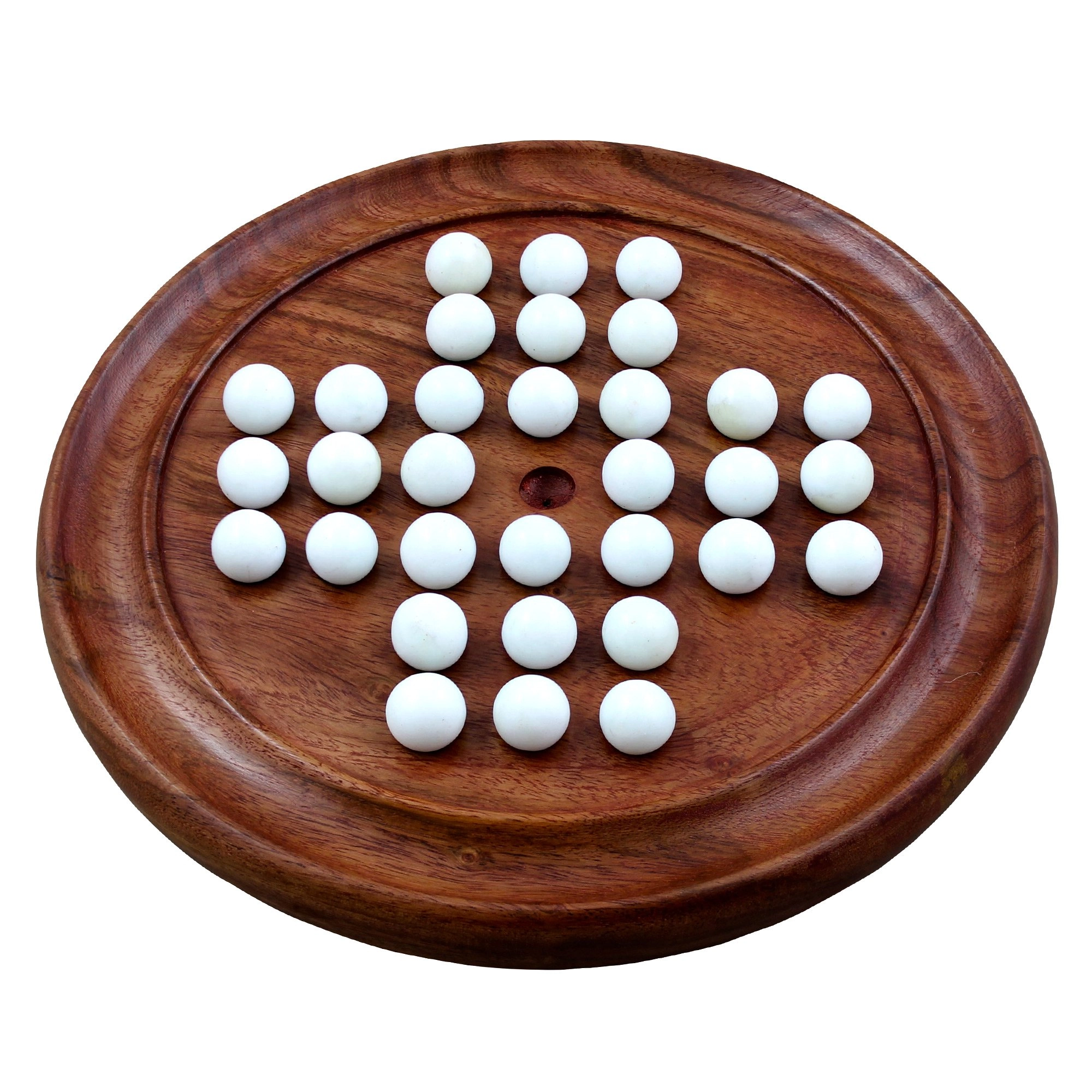 RoyaltyRoute Solitaire - Solid Wooden White Glass Marbles