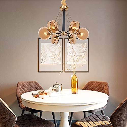 E14 Nordic Post-modern Creative Glass Chandelier - 8 head Soot cover