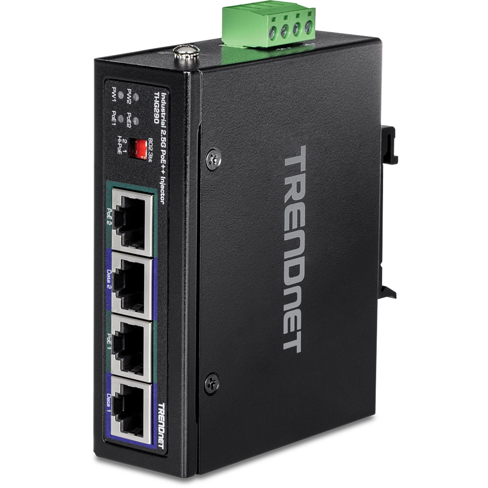 Trendnet TI-IG290 - 56 Volts (DC) 95 Watts 2 IEEE 802.3af IEEE 802.3at IEEE 802.3bt 2.5 Gigabits Per Second 180W
