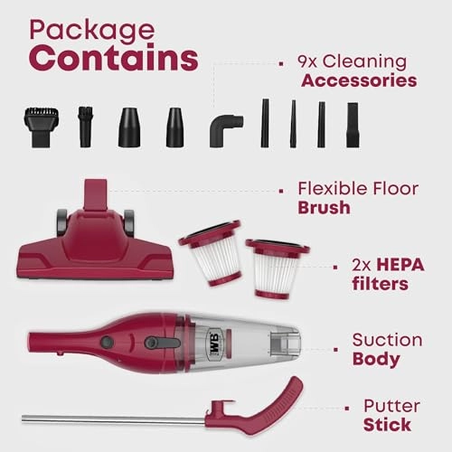 2-in-1 Handheld Stick Vacuum Cleaner - 600W 17000Pa 0.8L