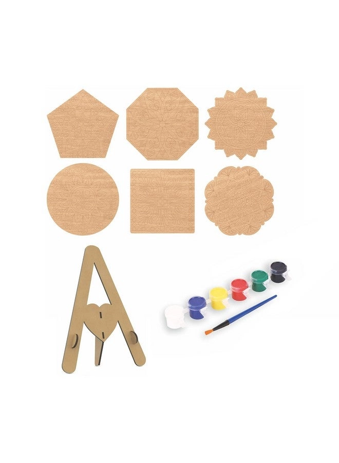 Wooden Mandala Art - 6 Design Water Color