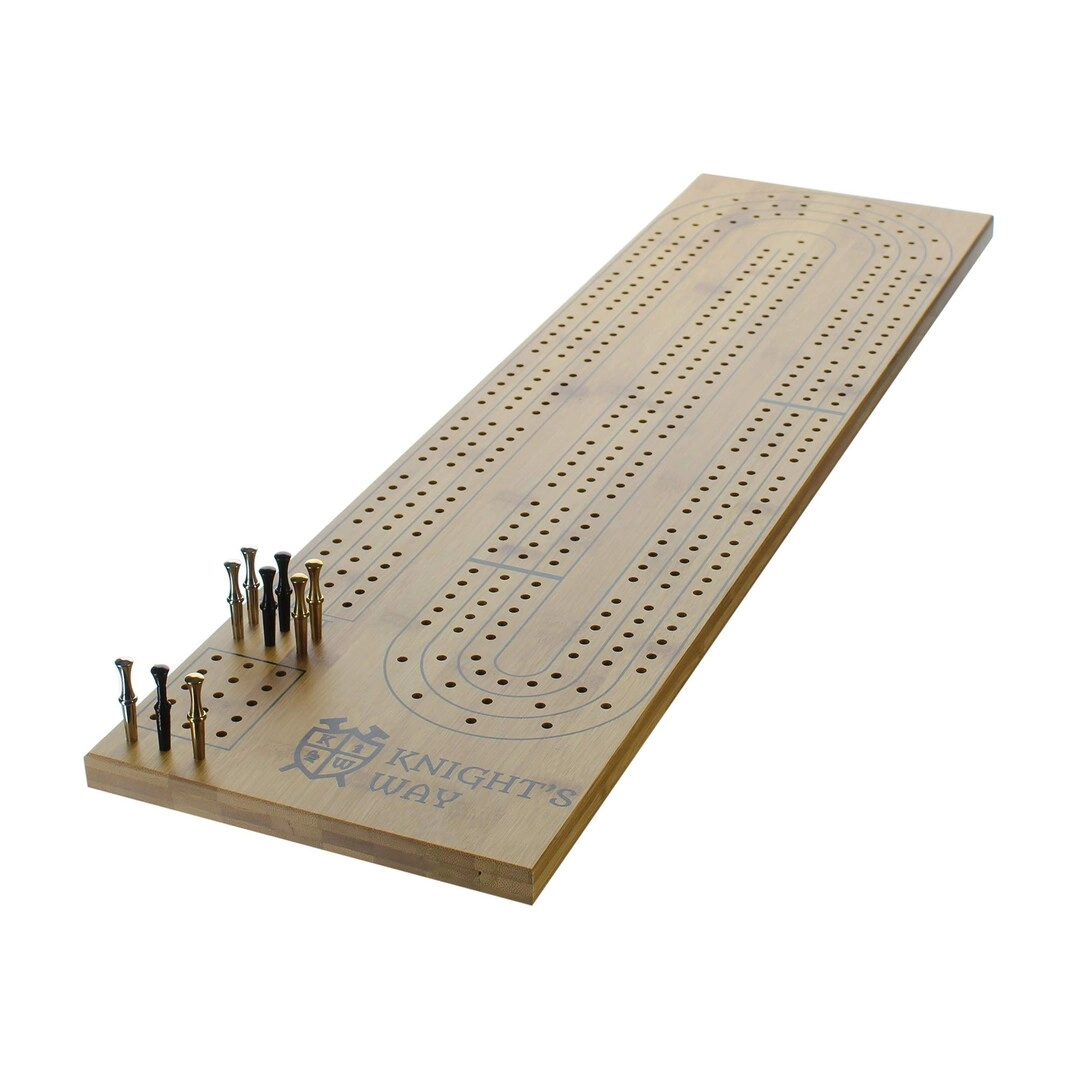 Maranda Enterprises Giant Cribbage Board - Big Continuous 3 Track Wood Large Metal Pegs