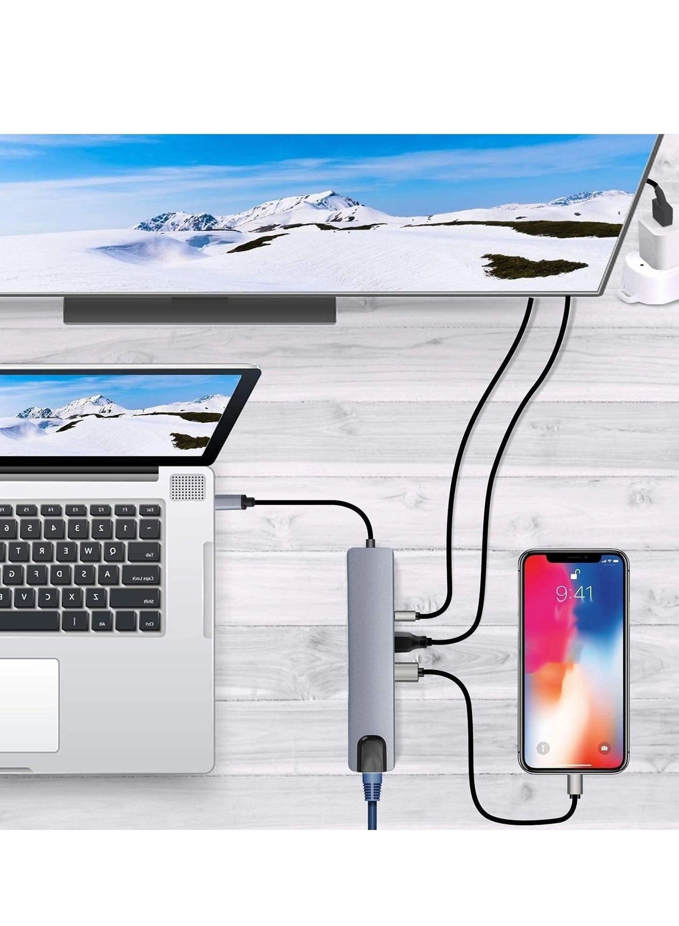 USB C Hub 8-in-1 - 4K HDMI 100W PD USB 3.0