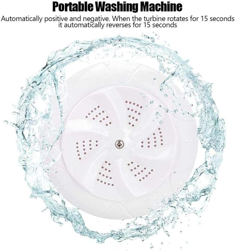 Washing Machine, Mini Travel Portable Household Small Washing Machine, Ultrasound Turbo Washer Laundry(White)