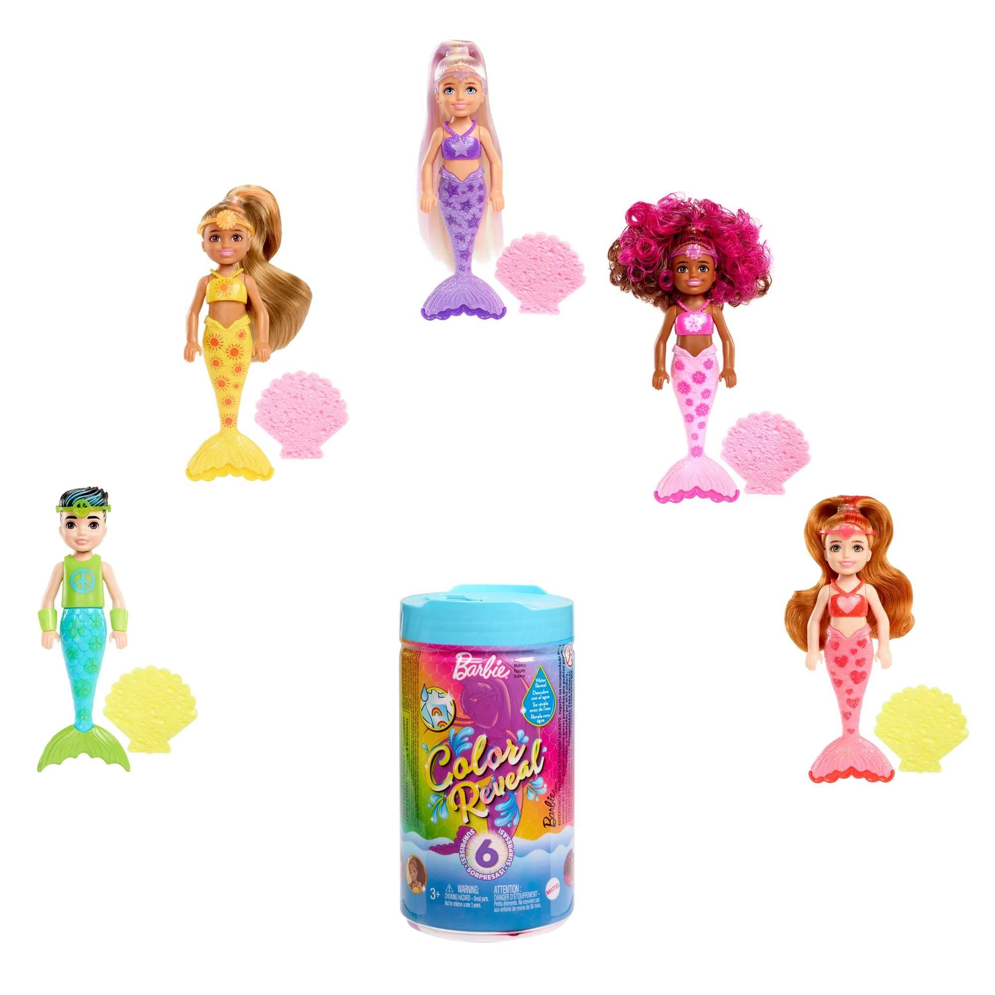 Barbie Chelsea Doll - Color Reveal Rainbow Mermaid Series 6 Surprises