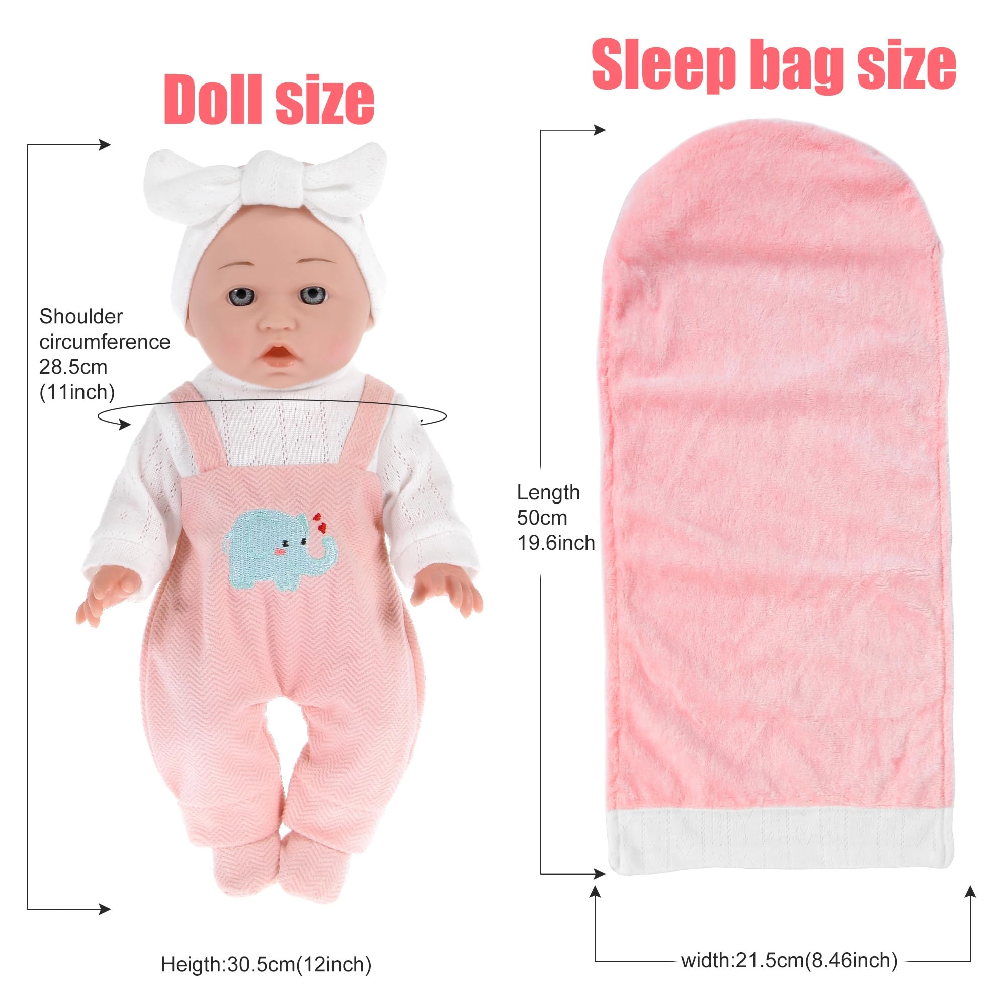 Realistic Baby Doll - 12 Inch Outfits Feeding Accessories Ages 3+