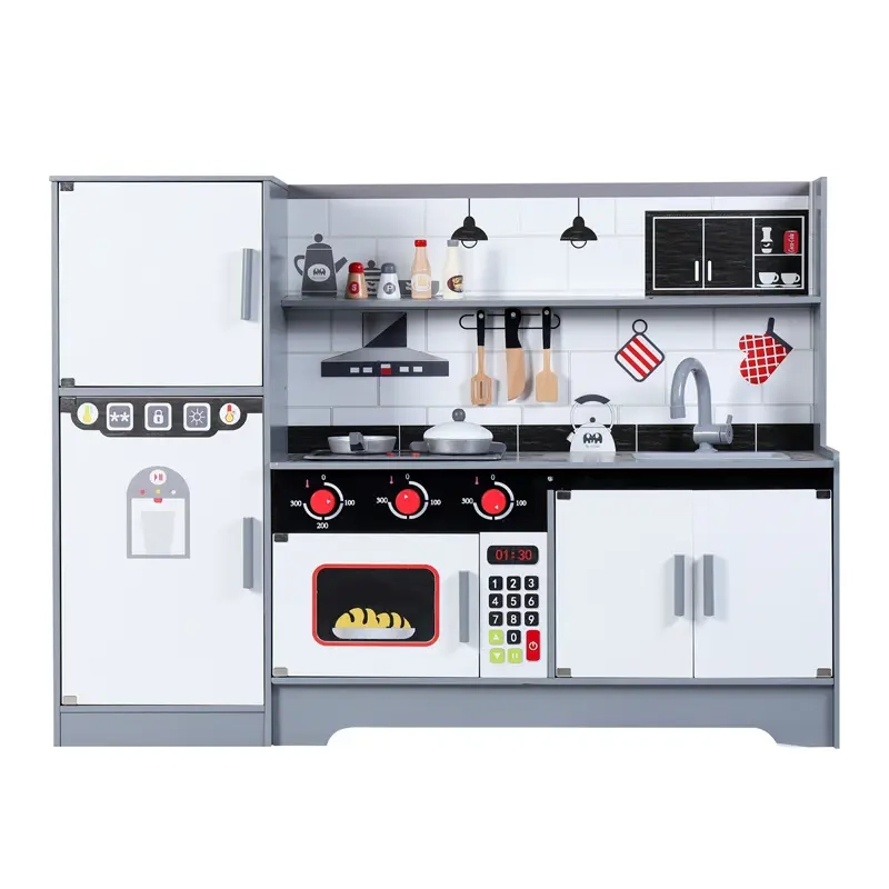 Little Angel Kids Wooden Kitchen Set With Accessories