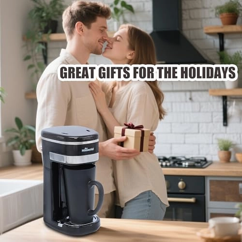 Single Serve Coffee Maker - Reusable Filter One-touch Control Portable