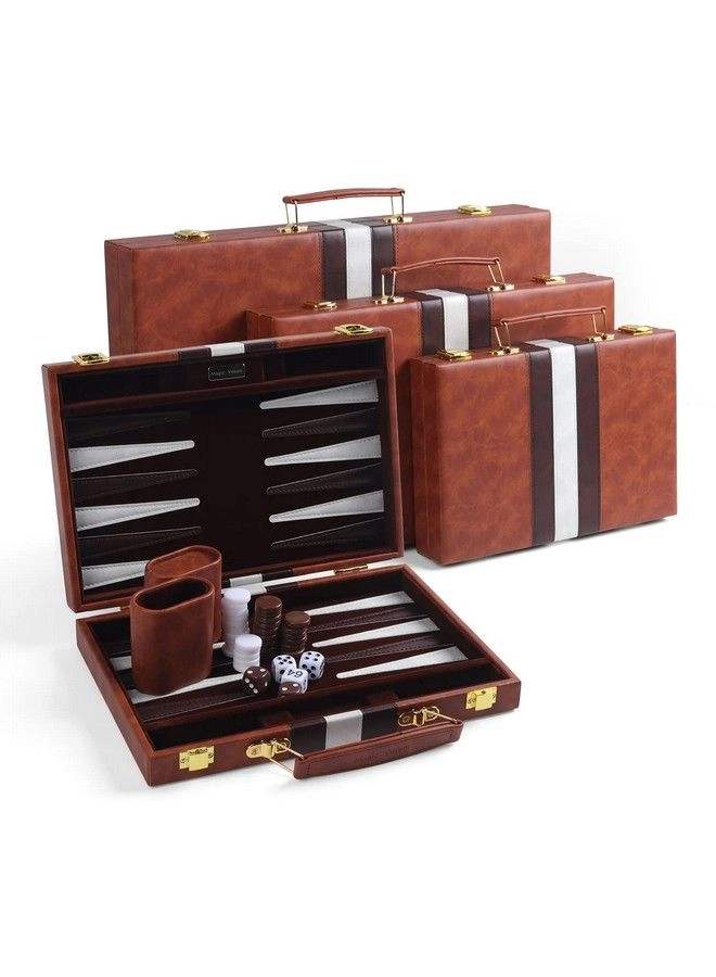 Backgammon Set - 11 Inch Blue Premium Leather Case