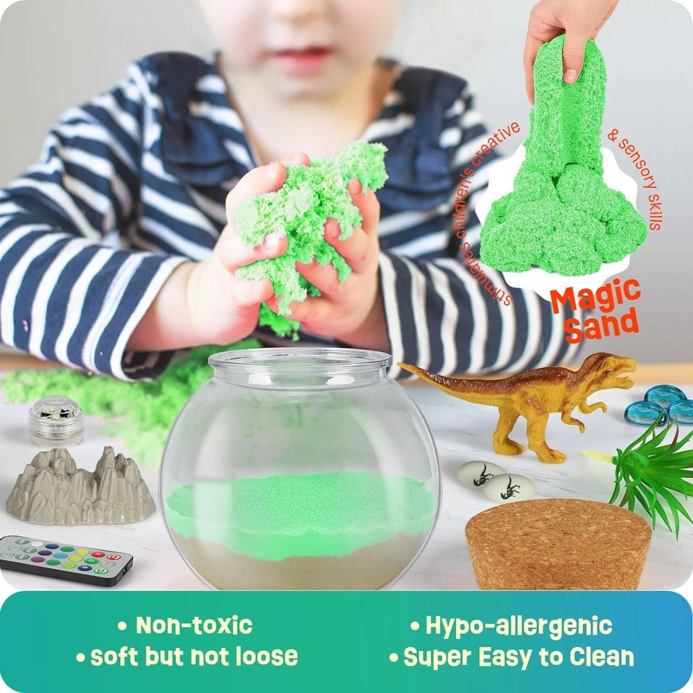 DIY Terrarium Craft Kit - 13-colored LED night light six dinosaurs