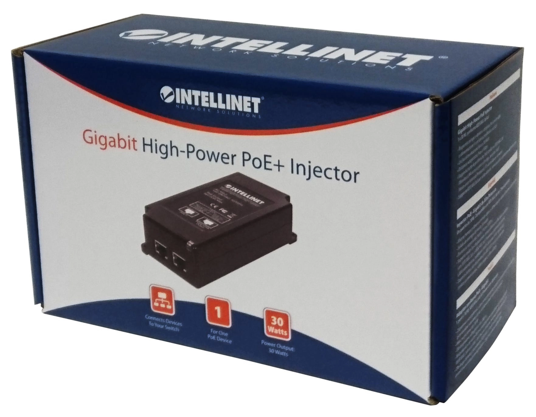 Industrial Gigabit High-Power PoE+ Injector - 45 – 56 V 30 W 1 x RJ45 IEEE 802.3af/at 10/100/1000Base-T