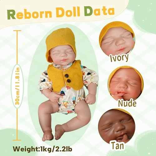 Reborn Baby Doll - 11.8in Silicone Boy Ages 3+