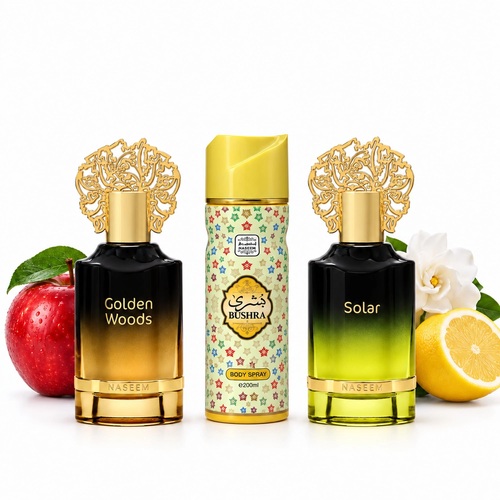 Naseem Golden Woods - 55ml + Solar - 55ml + Bushra - 200ml