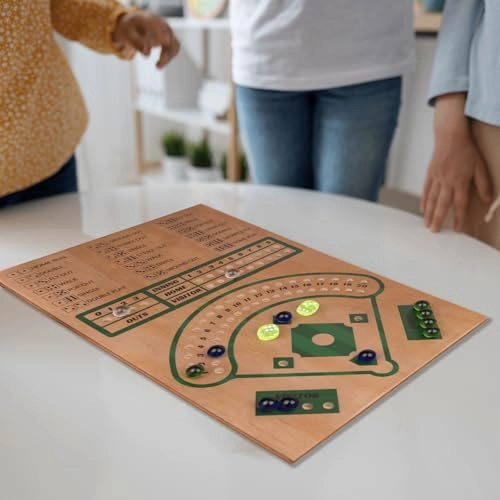 Baseball Board Game - Solid Wood 12 Colourful Beads Portable